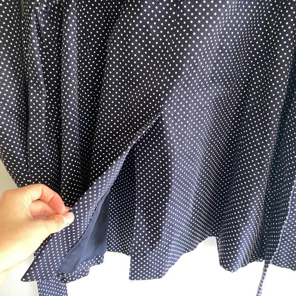 TOMMY Hilfiger Double Breasted Polka Dot Belted Trench Coat Navy & White Size L - Picture 9 of 12